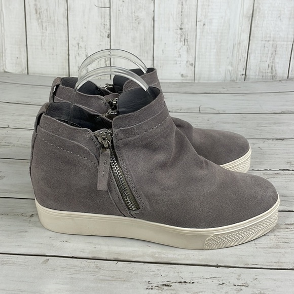 Dolce Vita Grey Suede Hidden Wedge Sneaker Booties - Picture 5 of 13